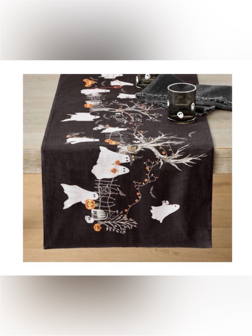 RARE Pottery Barn Squad Ghost Table Runner - Black